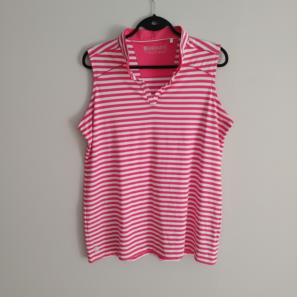 Fairways Striped Sleeveless Polo Golf Shirt Size 1X